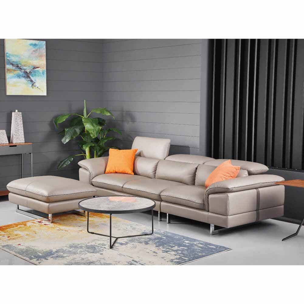 沃荷高 CP 值沙發｜KH-270 一字型功能全牛皮沙發＋腳椅